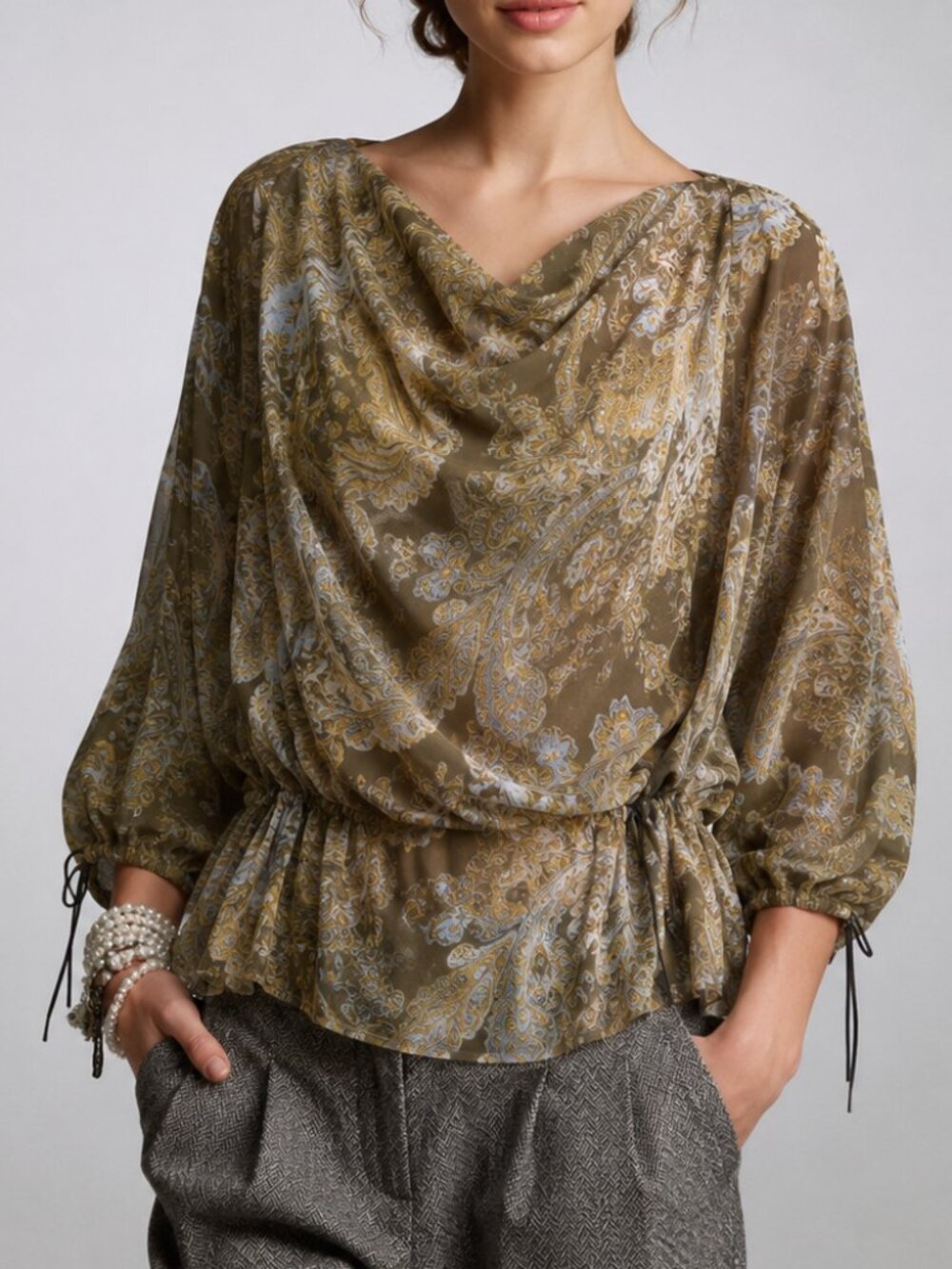 Silk Chiffon Printed Blouse (1483)